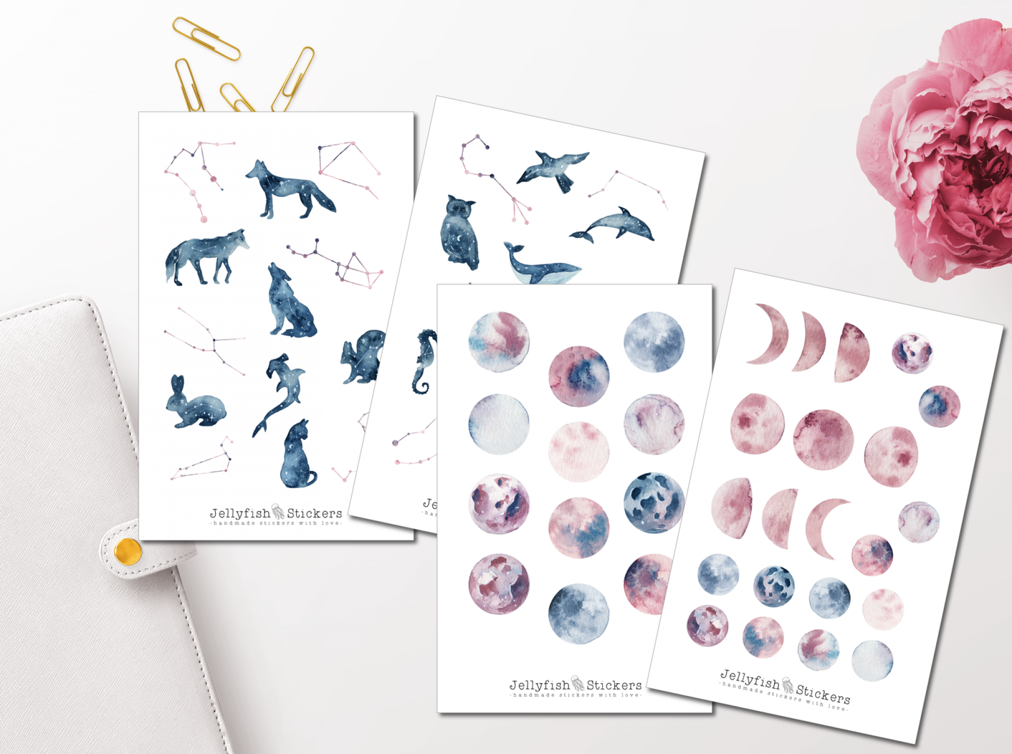 Monde und Tiere Sticker Set